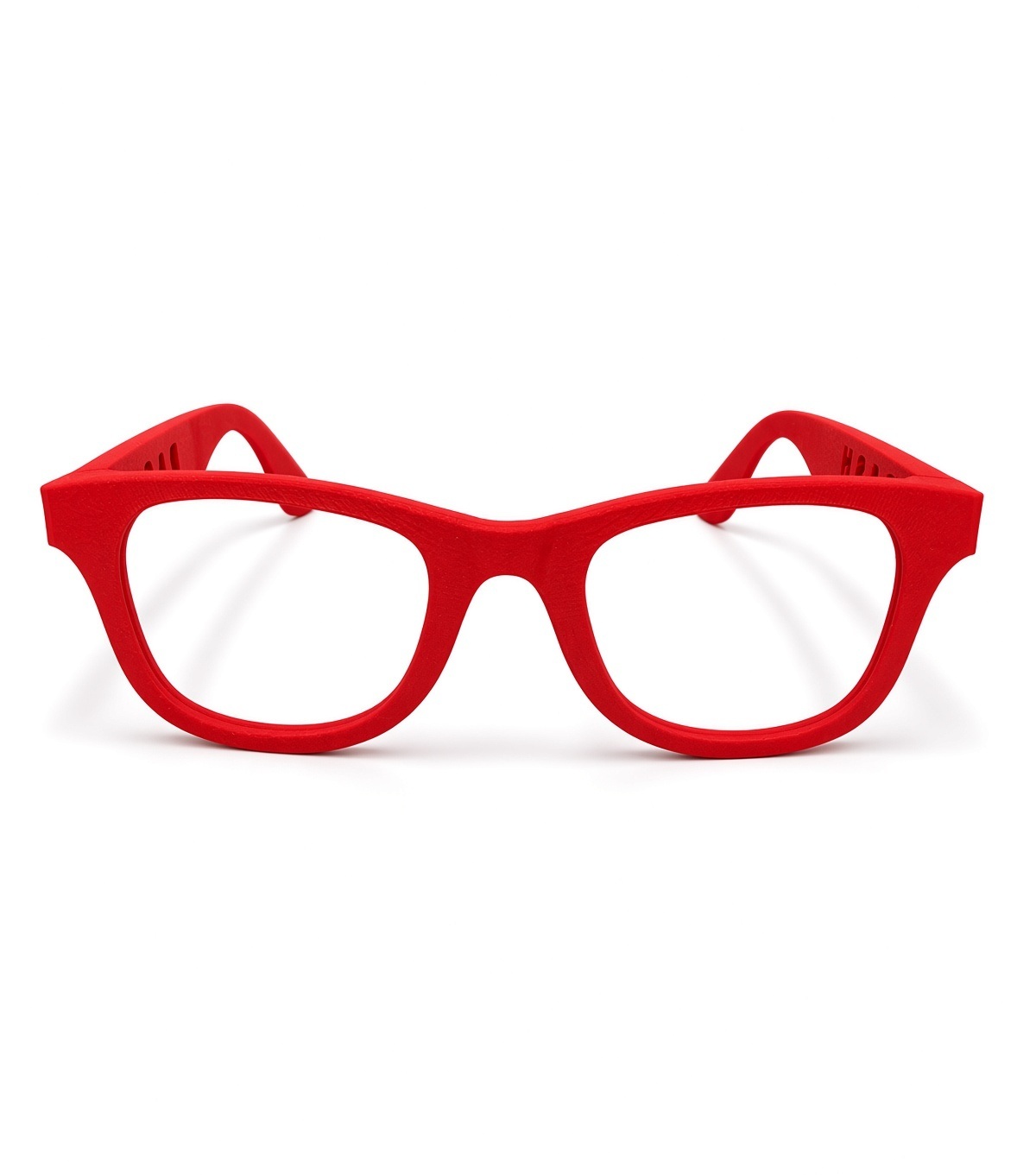 Dash squared oversized glasses frame in coral red PA12 nylon, front view
